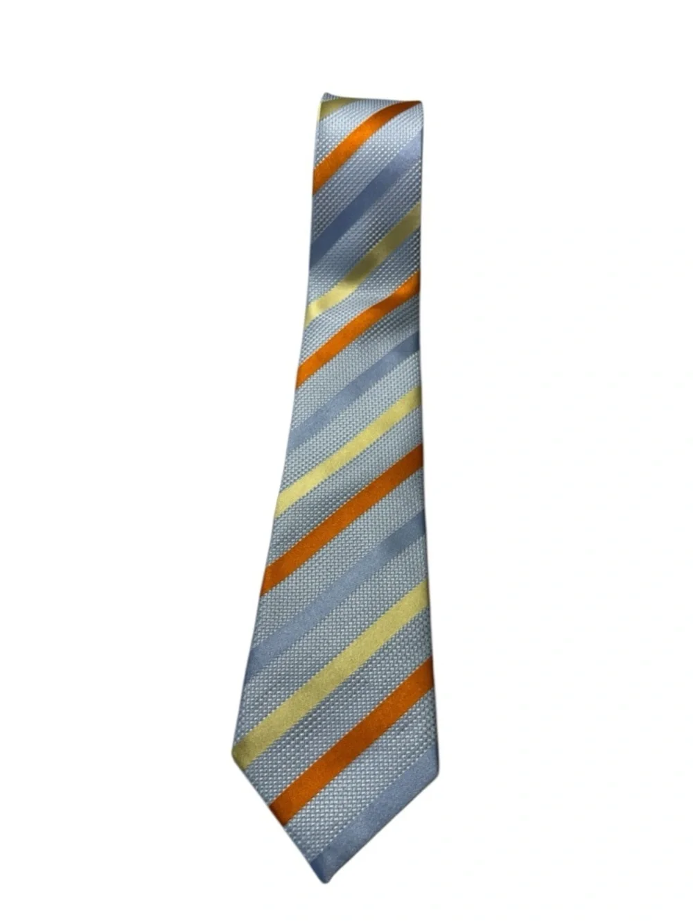 Whimsical Blue Striped Tie with Orange & Yellow Accents - Men's Accessory